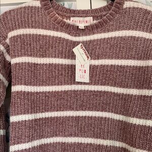 Pink Republic Mauve and White Striped Knit Top new with tags